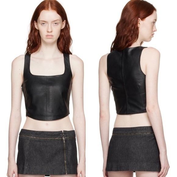 Miaou Zola Tank Top 100% Lamb Nappa Leather Size XL NWT - Picture 1 of 7